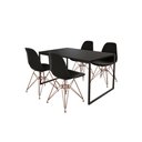 Ver imagem 2 de Mesa Industrial Base Ferro Preto Tampo 137x90 Preto 4 Cadeiras Eames Ferro Cobre Assento Preto