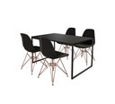 Ver imagem 2 de Mesa Industrial Base Ferro Preto Tampo 137x90 Preto 4 Cadeiras Eames Ferro Cobre Assento Preto