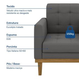 Poltrona Decorativa Fox em Veludo Just Time - 6