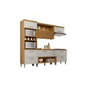 Ver imagem 1 de Cozinha Modulada Nesher Princesa 4 Peças (2 Balcões + Aéreo + Paneleiro) C4P15 Freijo/Off White