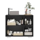 Ver imagem 4 de Gabinete Banheiro 3 Portas 90Cm Multimóveis Mp5031 Preto/Branco