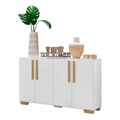 Aparador Buffet 4 Ptas Viena V3607 Branco/Natural