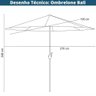 Ombrelone Central Bali Rivatti 270 Cm em Alumínio com Base Hdpe e Capa em Poliéster Marfim - 2