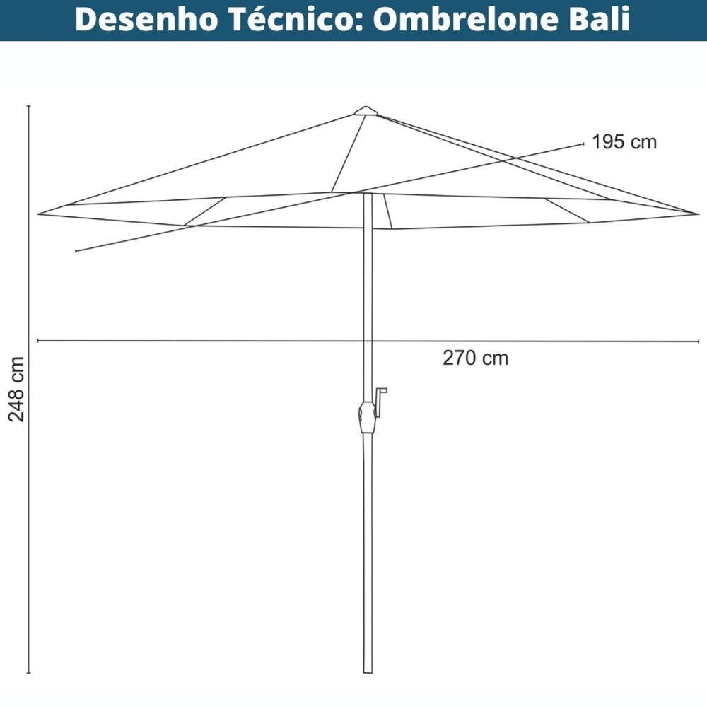Ombrelone Central Bali Rivatti 270 cm em Alumínio com Base HDPE e Capa em Poliéster Marfim - 2
