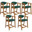 Ver imagem 1 de Kit 05 Banquetas Baixa para Cozinha Sala Jantar Bancada Cecília L02 Bouclê Verde - Lyam Decor