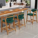Ver imagem 2 de Kit 05 Banquetas Baixa para Cozinha Sala Jantar Bancada Cecília L02 Bouclê Verde - Lyam Decor