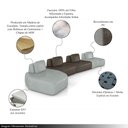 Ver imagem 3 de Sofá Ilha Sala de Estar Dakota 4 Módulos 626cm Encostos Almofadas Soltas PU Cinza/Marrom G33 - Gran