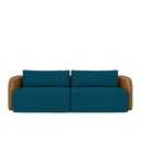 Ver imagem 2 de Sofá Living Sala de Estar Abel 220cm Bipartido Pés de Madeira Pu/veludo Caramelo/azul G33 - Gran Bel