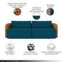 Ver imagem 3 de Sofá Living Sala de Estar Abel 220cm Bipartido Pés de Madeira Pu/veludo Caramelo/azul G33 - Gran Bel
