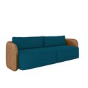 Ver imagem 6 de Sofá Living Sala de Estar Abel 220cm Bipartido Pés de Madeira Pu/veludo Caramelo/azul G33 - Gran Bel