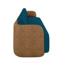 Ver imagem 7 de Sofá Living Sala de Estar Abel 220cm Bipartido Pés de Madeira Pu/veludo Caramelo/azul G33 - Gran Bel