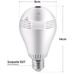 Câmera Lâmpada Espiã Ip Wifi Microfone e Alto-falante Visão 360 - 4