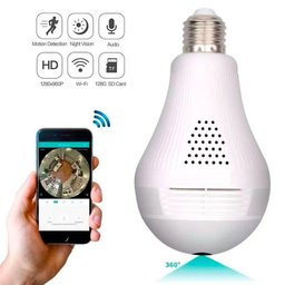 Câmera Lâmpada Espiã Ip Wifi Microfone e Alto-falante Visão 360 - 5