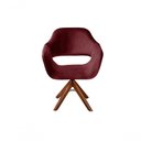 Ver imagem 1 de Poltrona Zara Giratória Base de Madeira Suede Bordô Bella Decor