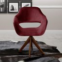 Ver imagem 2 de Poltrona Zara Giratória Base de Madeira Suede Bordô Bella Decor