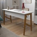 Ver imagem 4 de Conjunto de Escrivaninha com 1 Gaveta e Livreiro Taurus Branco