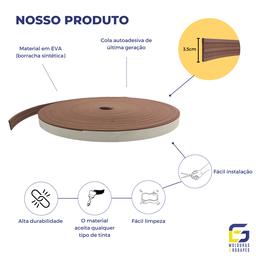 Moldura Roda Meio Eva Autocolante Marte 3,5cmx5mm 5 Metros - Marrom - 3