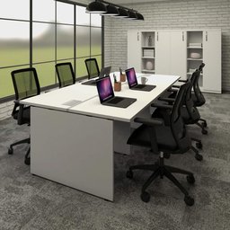 Mesa de Trabalho Escritório para 6 Pessoas 2,70m Cinza F5 Cor:cinza - 1