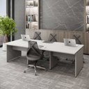 Ver imagem 1 de Mesa de Trabalho Escritório para 6 Pessoas 2,70m Cinza F5