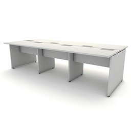 Mesa de Trabalho Escritório para 6 Pessoas 2,70m Cinza F5 Cor:cinza - 2