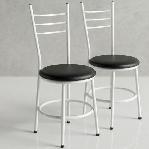 Kit Jogo de 2 Cadeiras para Mesa de Jantar Cozinha Estofada Industial Confortável Nina:preto