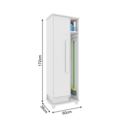 Armário Multiuso Escritório Lavanderia Quarto 1 Porta Caribe Branco - 3