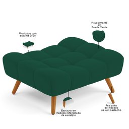 Puff Pet Cama Estofada para Cachorro Sofia L02 Suede Verde - Inoviza - 4