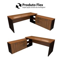 Mesa de Escritório em L 170cm Tampo 40mm Balcão e 3 Gavetas - 5