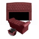 Ver imagem 1 de Kit Cabeceira Geovana + Calçadeira Baú Veneza Casal 140cm Suede - Renascer Decor:Vinho