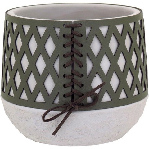 Vaso Decorativo Enfeite Casa Cimento 18x14x14cm Verde