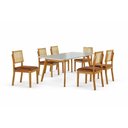 Ver imagem 2 de Sala de Jantar 6 Lugares Egito com Mesa e Cadeiras de Madeira Maciça Móveis Mix