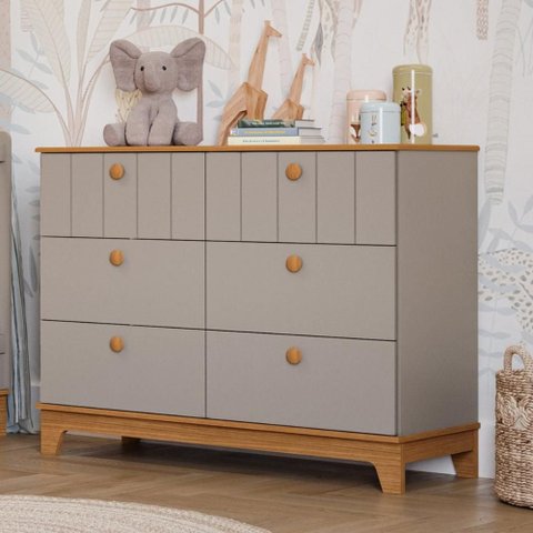 Cômoda Infantil 100% MDF com 6 Gavetas 120cm Multimóveis Crper-CMO017 Madeirado/Bege