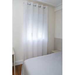Cortina no Linho Flamê Branco com Forro Voil Branco no Ilhós de 28mm - 2