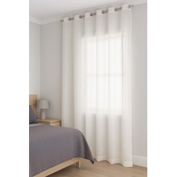 Cortina no Linho Flamê Branco com Forro Voil Branco no Ilhós de 28mm - 1