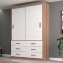 Ver imagem 1 de Guarda-roupa Solteiro Veneza 2 Portas 6 Gavetas Demolição/branco - Evidência Móveis