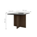 Ver imagem 2 de Mesa de Jantar 4 Lugares 1,20m Tampo com Vidro Veneza Amendoa Grafite