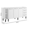 Balcão de Aço 3 Portas 4 Gavetas 2 Nichos Branco Bertolini - 2