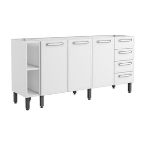 Balcão de Aço 3 Portas 4 Gavetas 2 Nichos Branco Bertolini