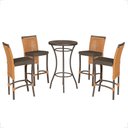 Ver imagem 1 de Mesa Bistrô e 4 Banquetas Roma Marrom Corda Náutica Estofado 9 Trama Original