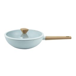 Panela Wok Cerâmica 28cm Cinza Antiaderente - Tampa de Vidro Full Fit - 1 Panela Wok Cerâmica 28cm Cinza Antiaderente - Tampa de Vidro Full Fit - 1