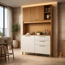 Ver imagem 1 de Armário para Cozinha 120cm Lume Compacto Robusto Pequeno para Apartamento 4 Portas com 2 Gavetas:off