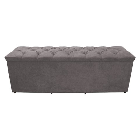 Calçadeira Baú Paris King 195 Cm Botão Strass Suede Prata Eli Móveis