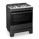 Ver imagem 1 de Fogão a Gás 5 Bocas Automático Ideal Super Preto Mesa Inox F51ap Esmaltec