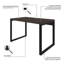 Escrivaninha Mesa Escritório Home Office 1,20x0,70 Yon 40mm Terra Cota - 7