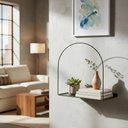 Ver imagem 4 de Prateleira Nicho Arco Verde Militar Metal Decorativa Retro Luxo Organizadora Moderna Livros Sala