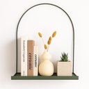 Ver imagem 3 de Prateleira Nicho Arco Verde Militar Metal Decorativa Retro Luxo Organizadora Moderna Livros Sala