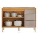 Ver imagem 3 de Balcão para Cozinha 2 Portas 3 Gavetas para Pia 120cm Plena Amarelo/Cinamon/Nude Prime