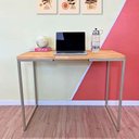 Ver imagem 3 de Mesa para Escritório de Ferro e Madeira 96cm Style Industrial Nozes e Dourado