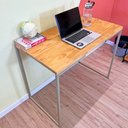 Ver imagem 2 de Mesa para Escritório de Ferro e Madeira 96cm Style Industrial Nozes e Dourado
