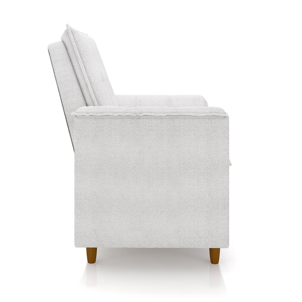 Poltrona de Amamentação Quarto Infantil com Puff Kate Pés Palito Bouclê Off White + Binde Amofada Ne - 6